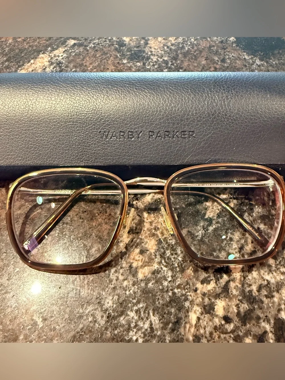 Warby Parker Callen Eyeglasses – Cacao Crystal & Gold Frame
